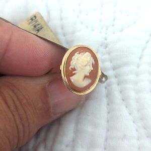 Coral Cameo Ring Size 7 3/4